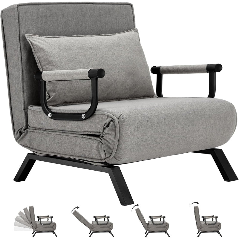 Gray Folding Convertible Sleeper Chair
