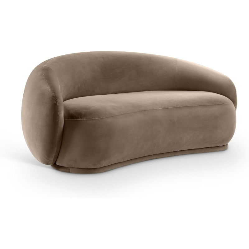 Taupe Velvet Modern Loveseat Sofa