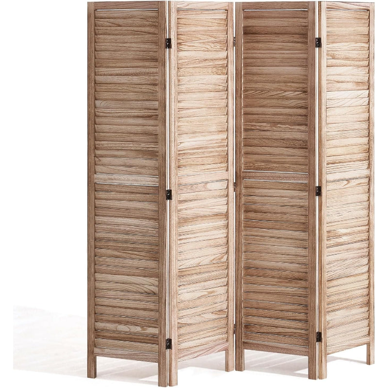 Louvered Wooden Folding Privacy Room Divider