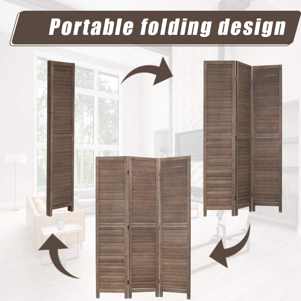 Brown Wooden Folding Privacy Room Divider