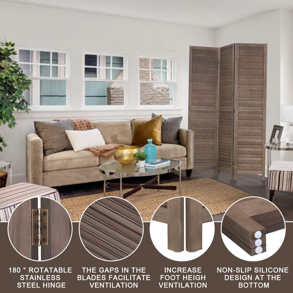 Brown Wooden Folding Privacy Room Divider