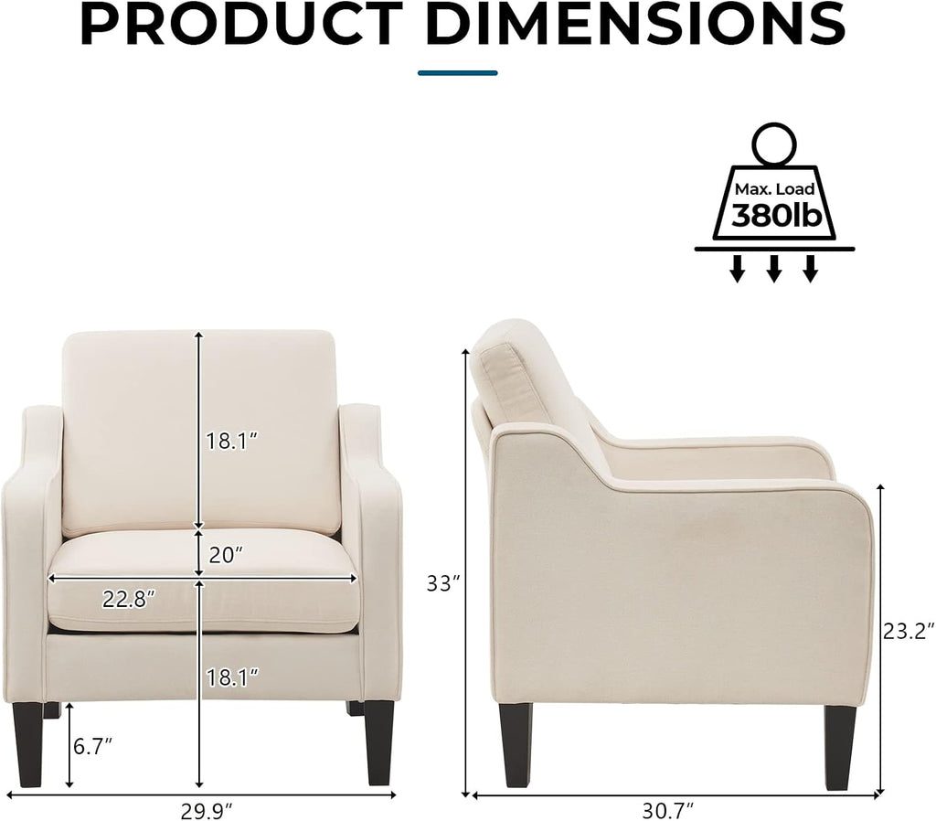 Beige Linen Upholstered Accent Chair