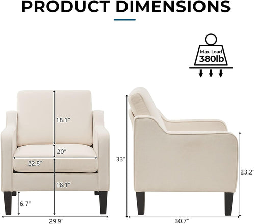 Beige Linen Upholstered Accent Chair
