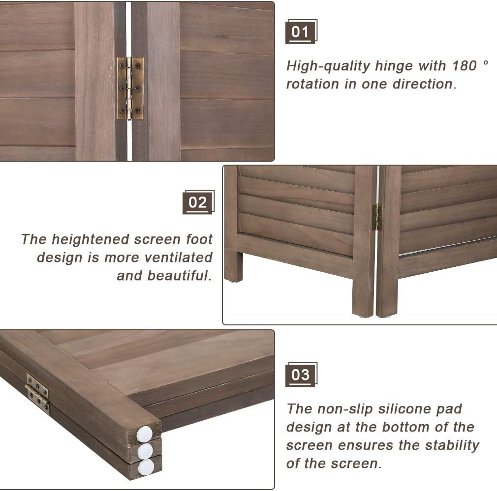 Brown Wooden Folding Privacy Room Divider