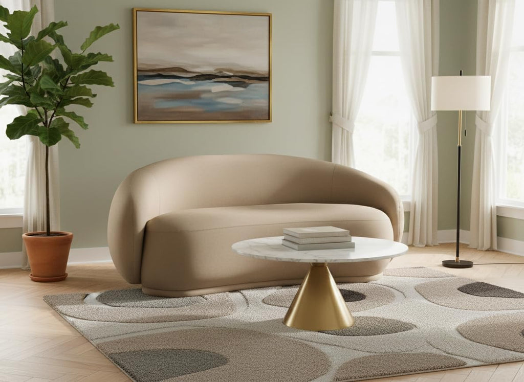 Taupe Velvet Modern Loveseat Sofa