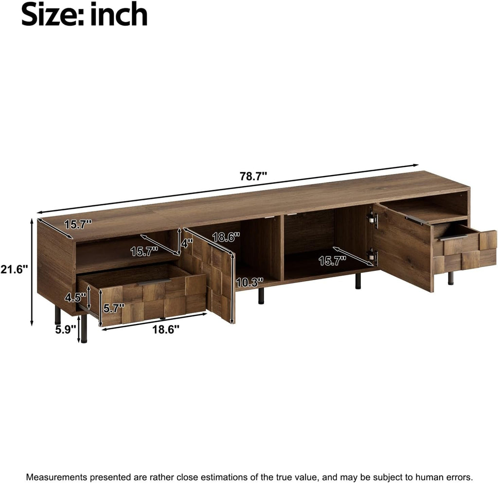 Mid‑Century Natural Wood TV Console Stand