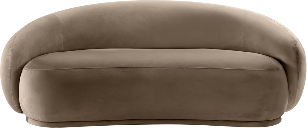 Taupe Velvet Modern Loveseat Sofa