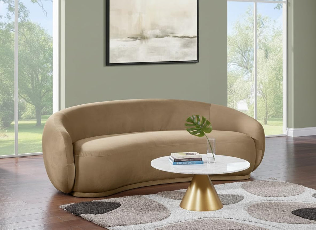 Beige Velvet Modern Contemporary Sofa
