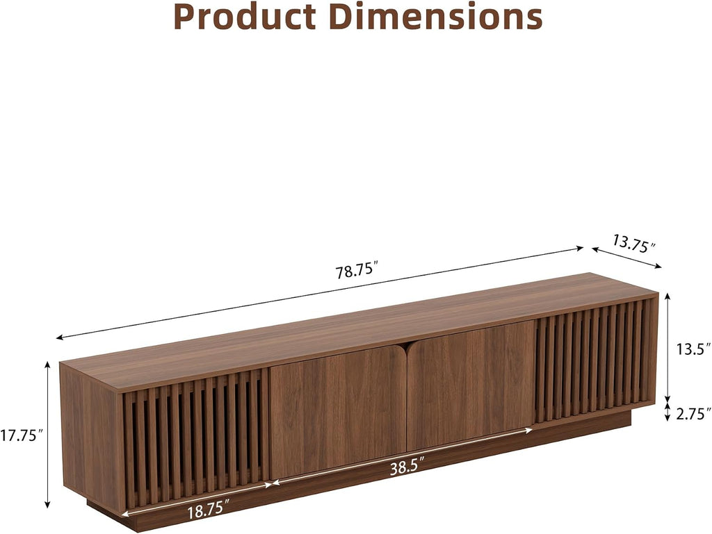 Slat‑Door Modern Storage TV Console Stand