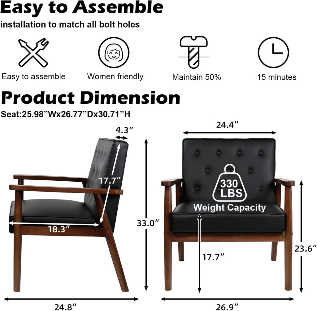 Black Leather Office Guest Accent Chairs