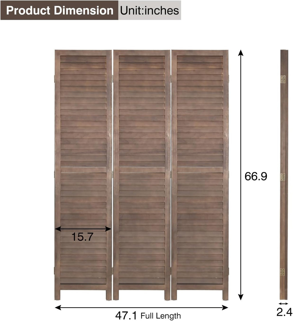 Brown Wooden Folding Privacy Room Divider