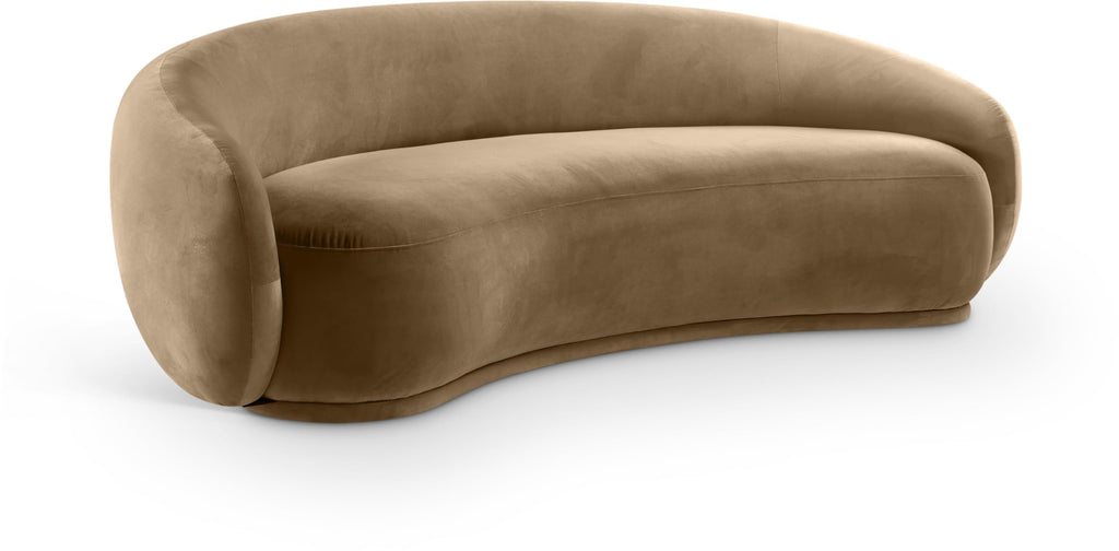 Beige Velvet Modern Contemporary Sofa