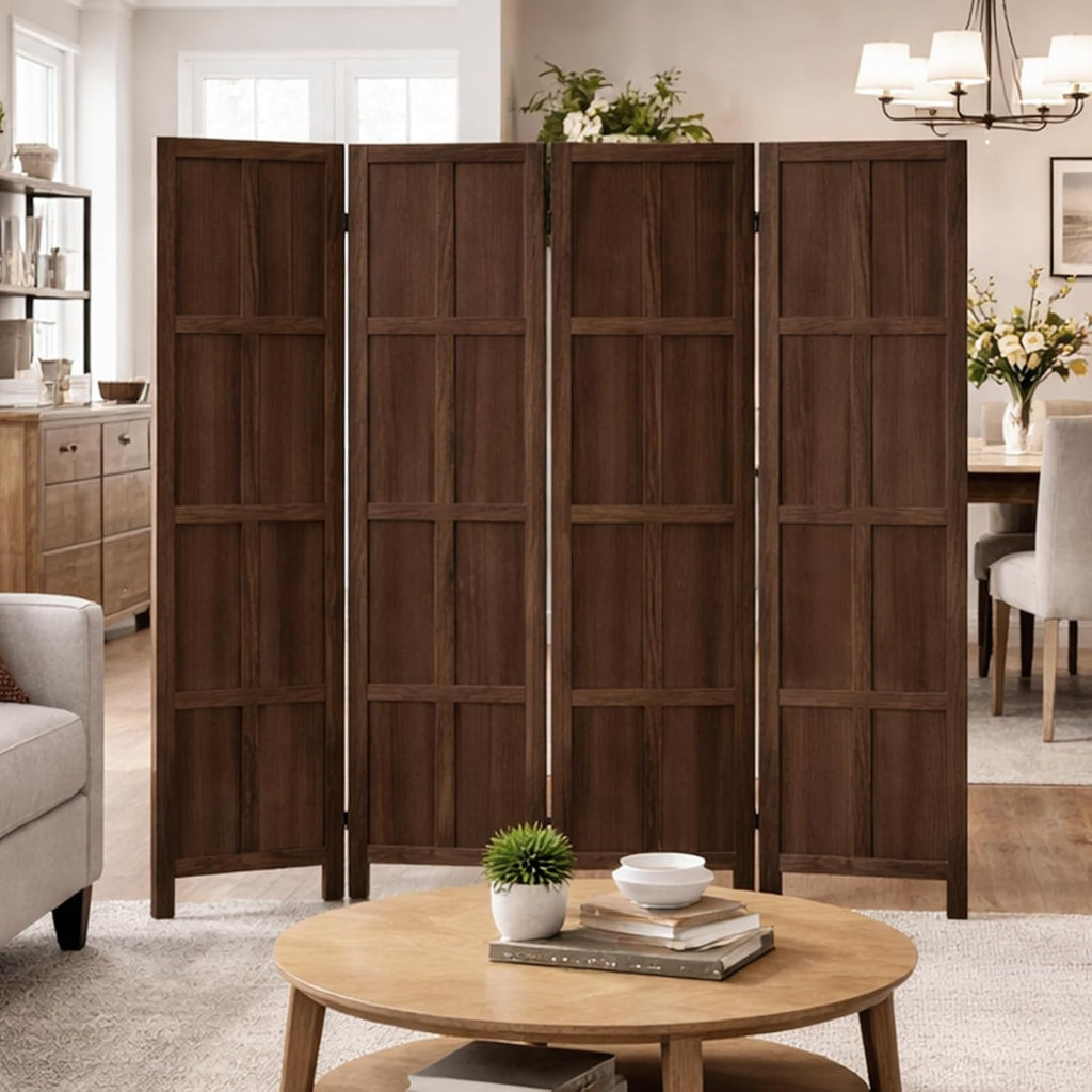Brown Wooden Folding Privacy Room Divider