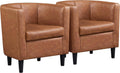 Brown Modern Barrel Accent Chairs Set