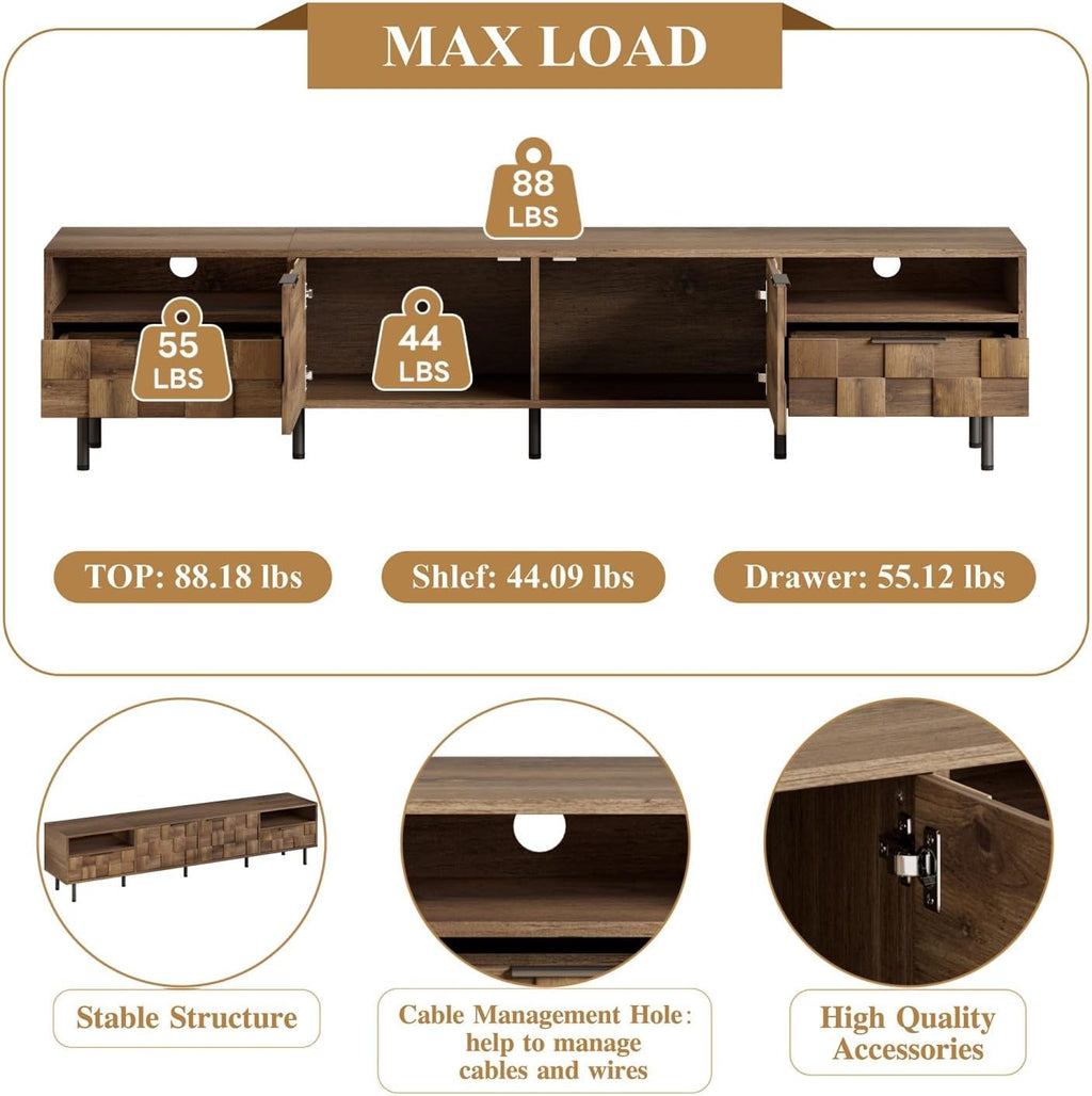 Mid‑Century Natural Wood TV Console Stand