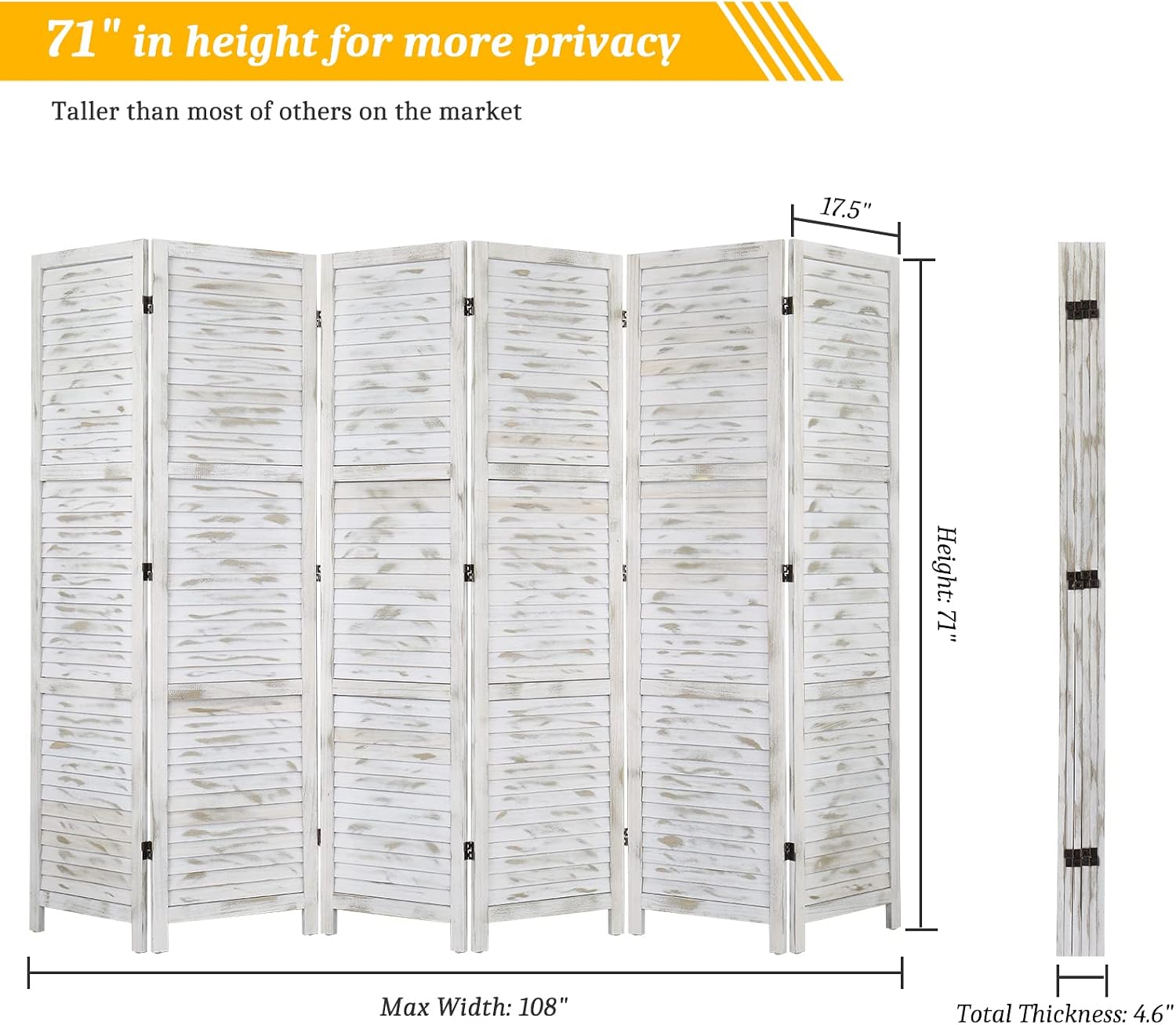 Grey Wooden Folding Privacy Room Divider
