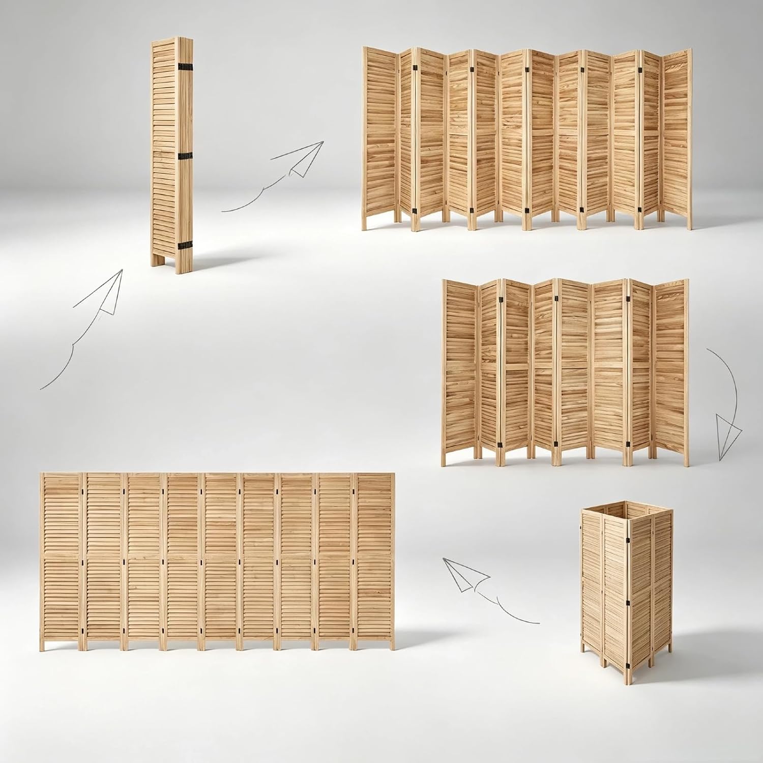 Natural Wooden Folding Privacy Room Divider