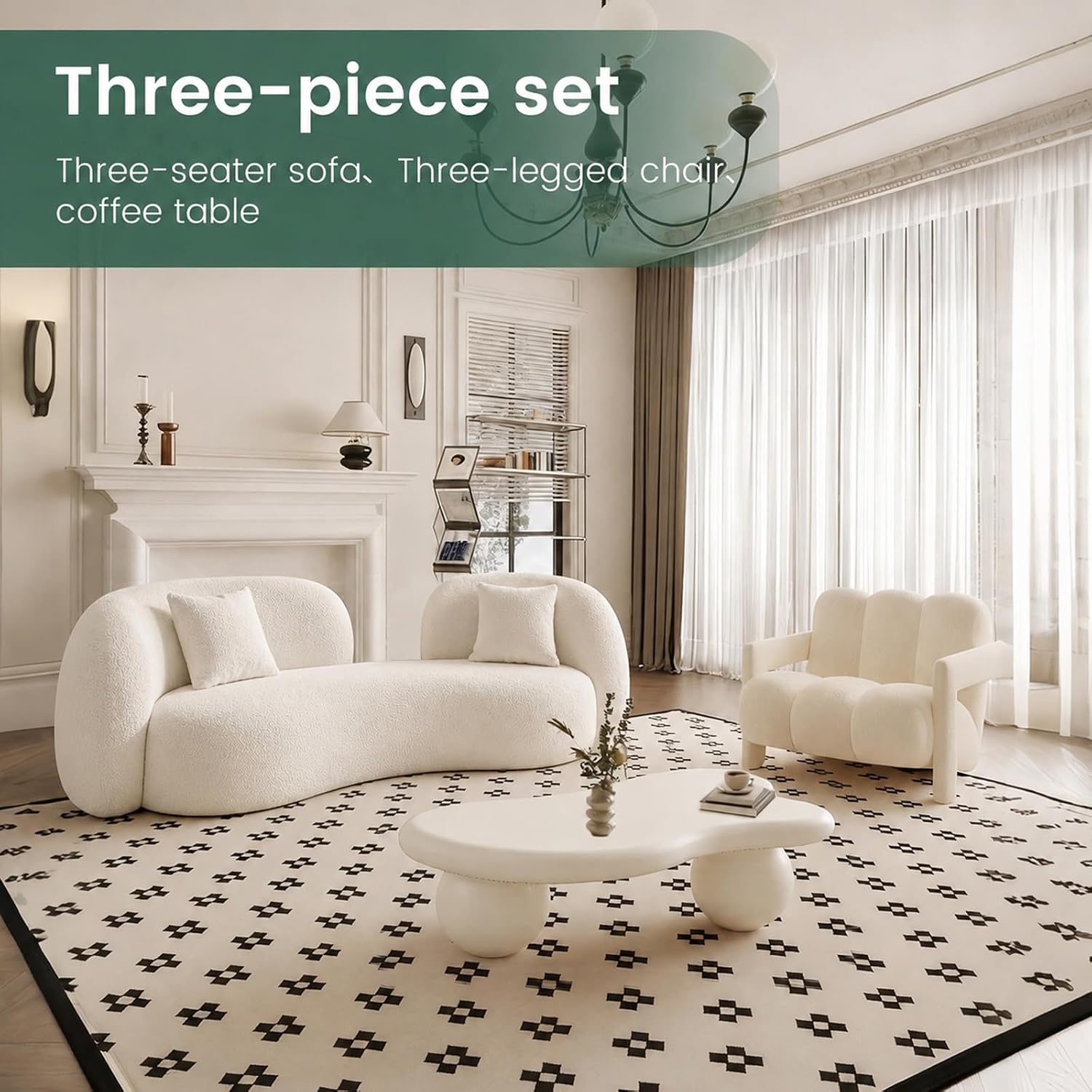 Cream Modern Curved Lounge Sofa Couch