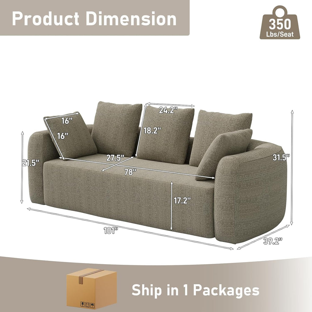 Camel Chenille Curved Cloud Sofa Couch