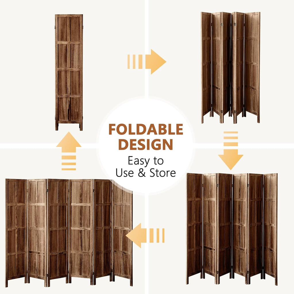 Brown Wooden Folding Privacy Room Divider