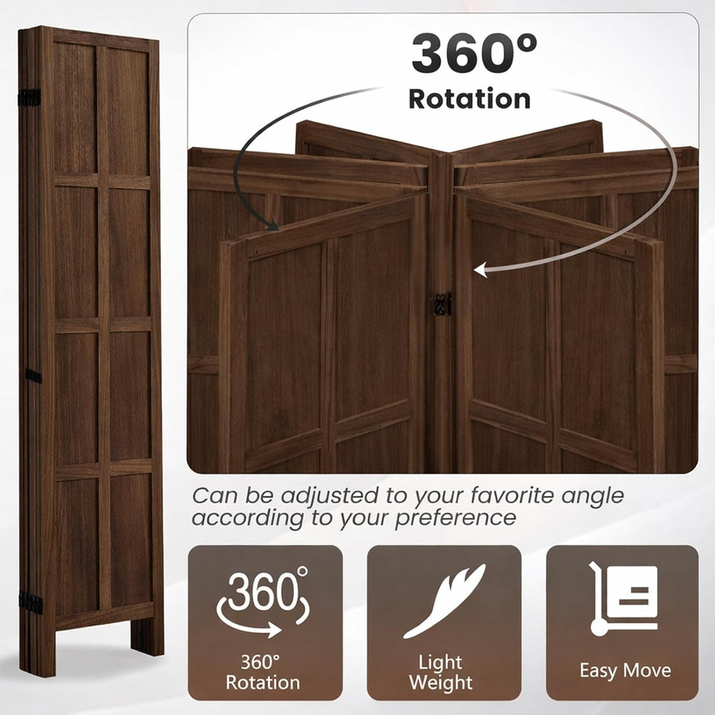 Brown Wooden Folding Privacy Room Divider