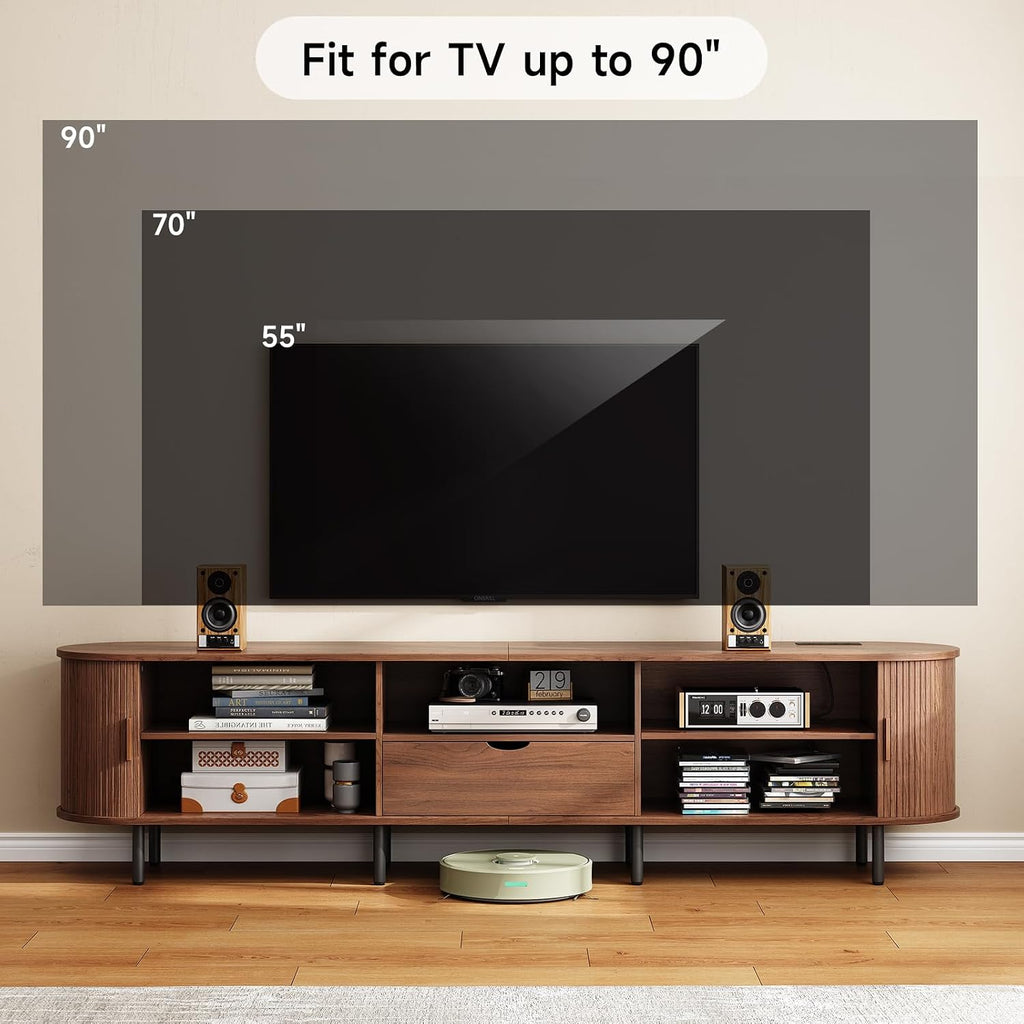 Walnut TV Stand With Power Outlet