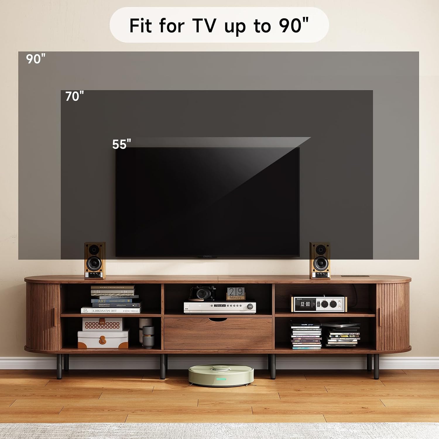 Walnut TV Stand With Power Outlet