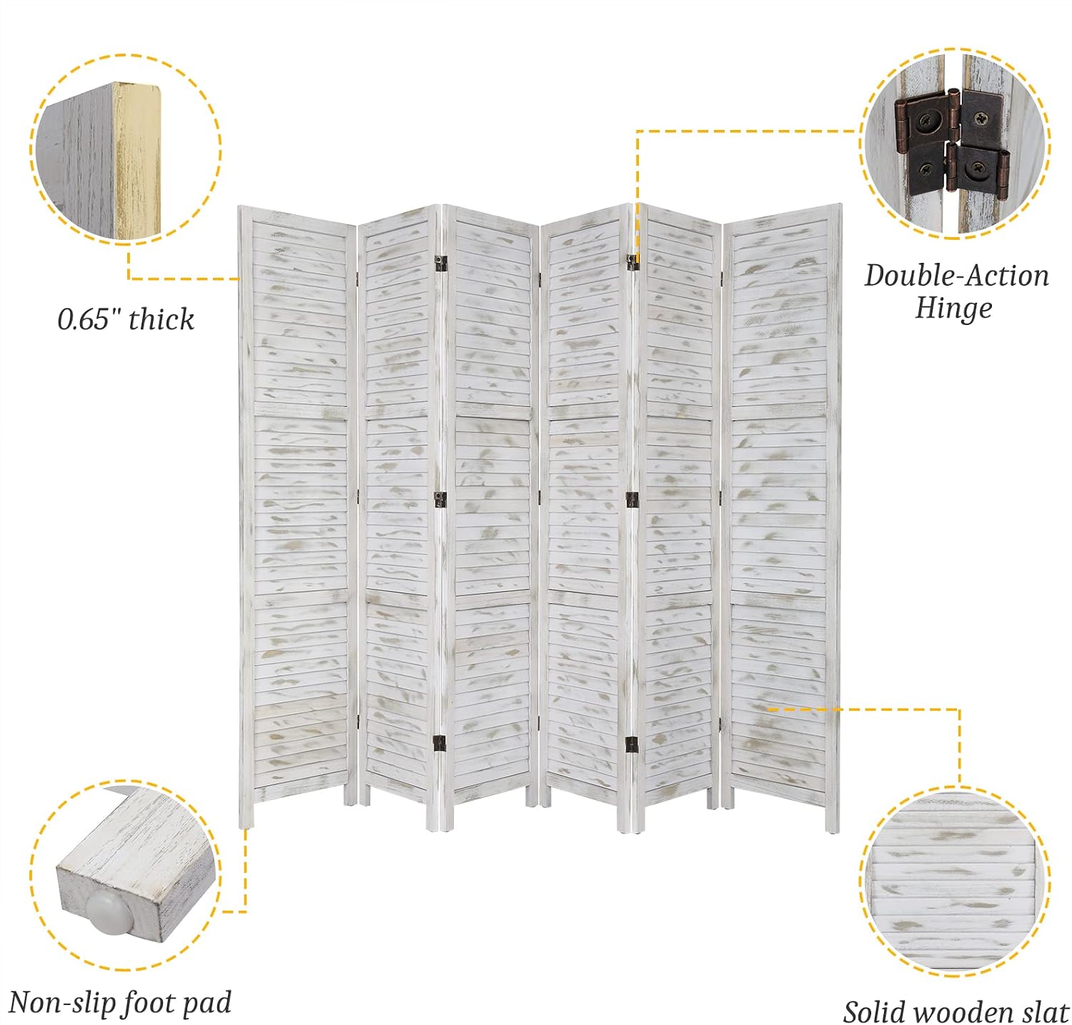 Grey Wooden Folding Privacy Room Divider