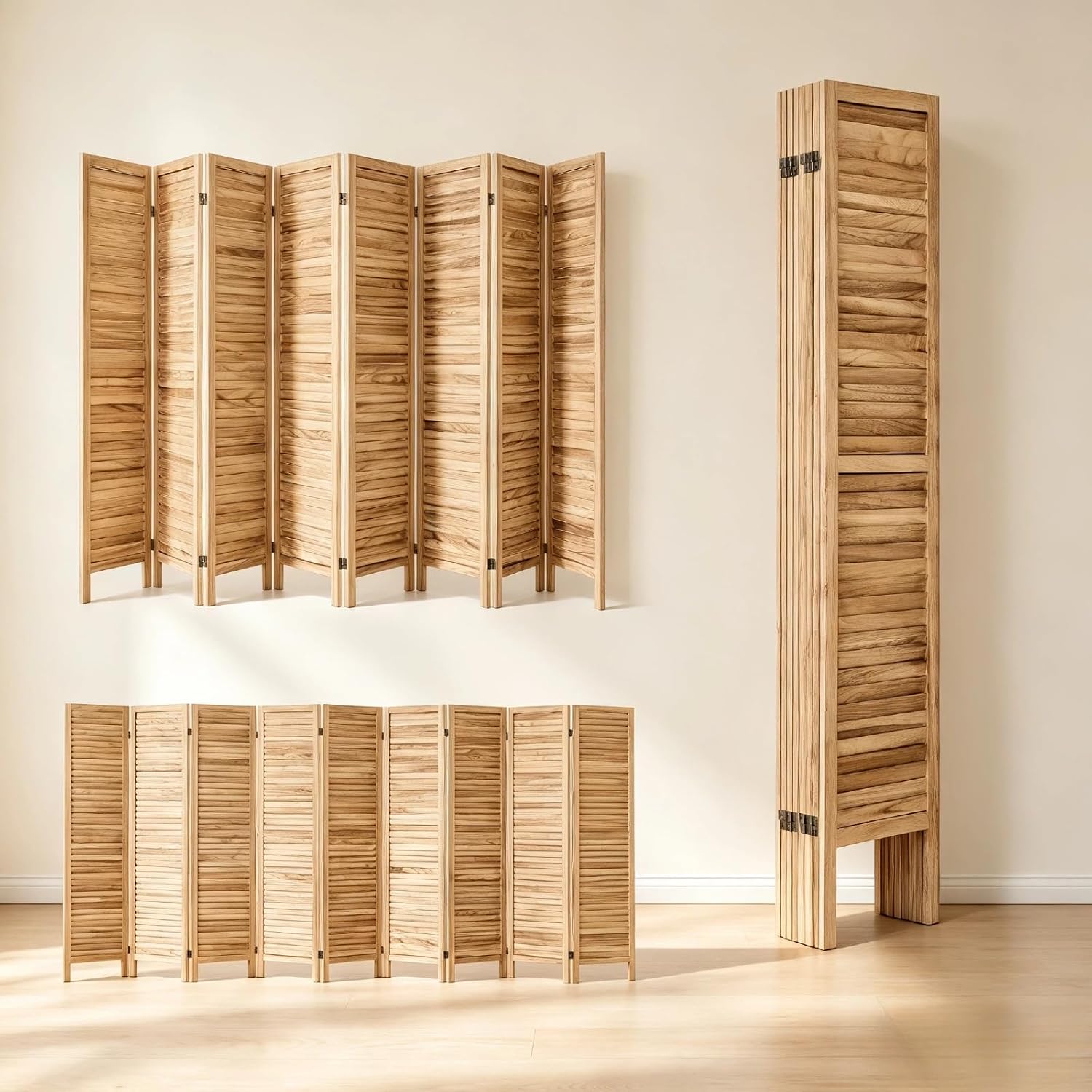 Natural Wooden Folding Privacy Room Divider