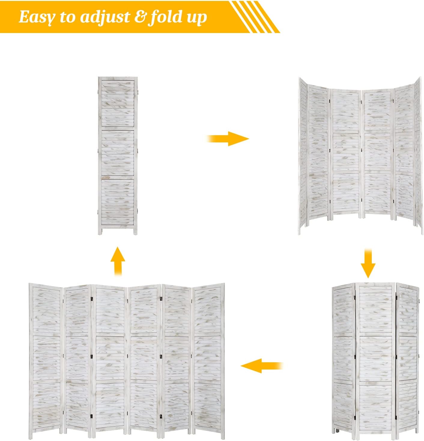 Grey Wooden Folding Privacy Room Divider