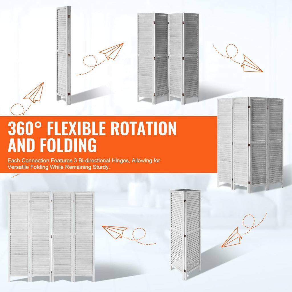Light Grey Wooden Folding Privacy Divider
