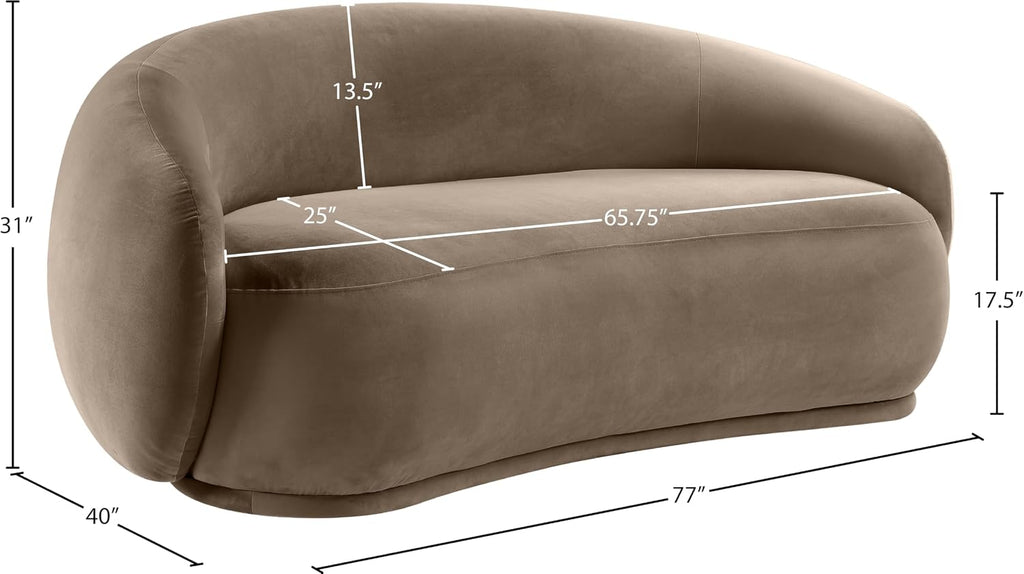 Taupe Velvet Modern Loveseat Sofa