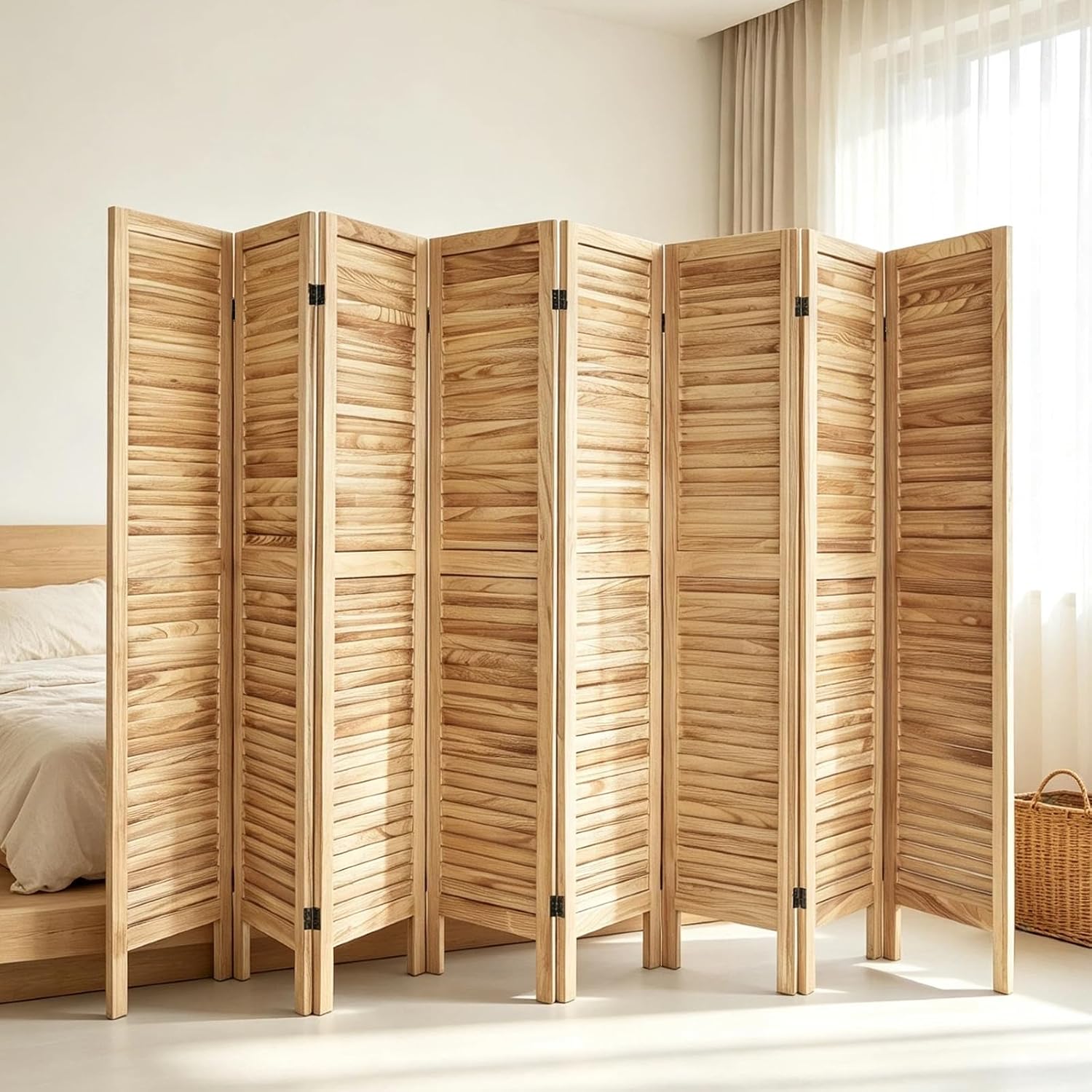 Natural Wooden Folding Privacy Room Divider