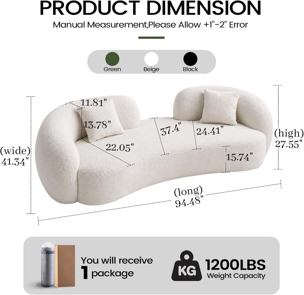 Cream Modern Curved Lounge Sofa Couch