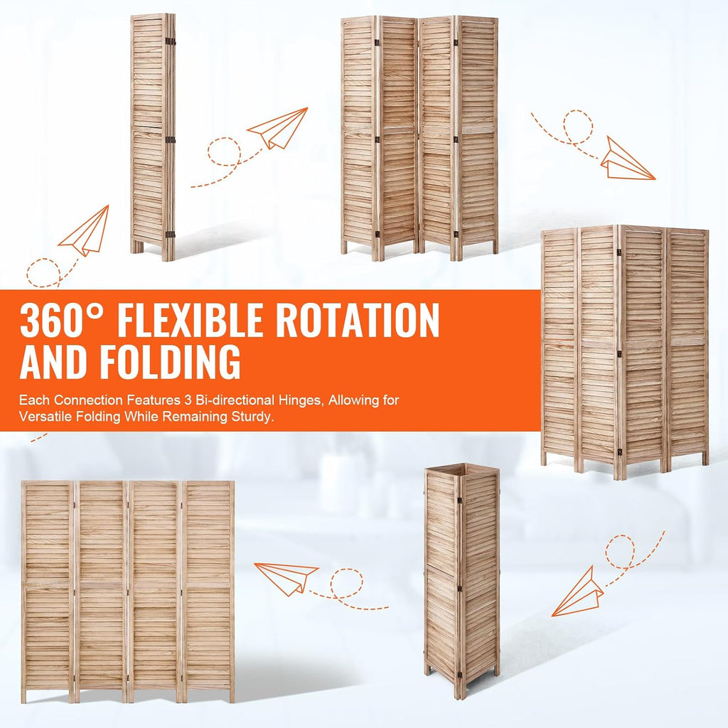 Louvered Wooden Folding Privacy Room Divider
