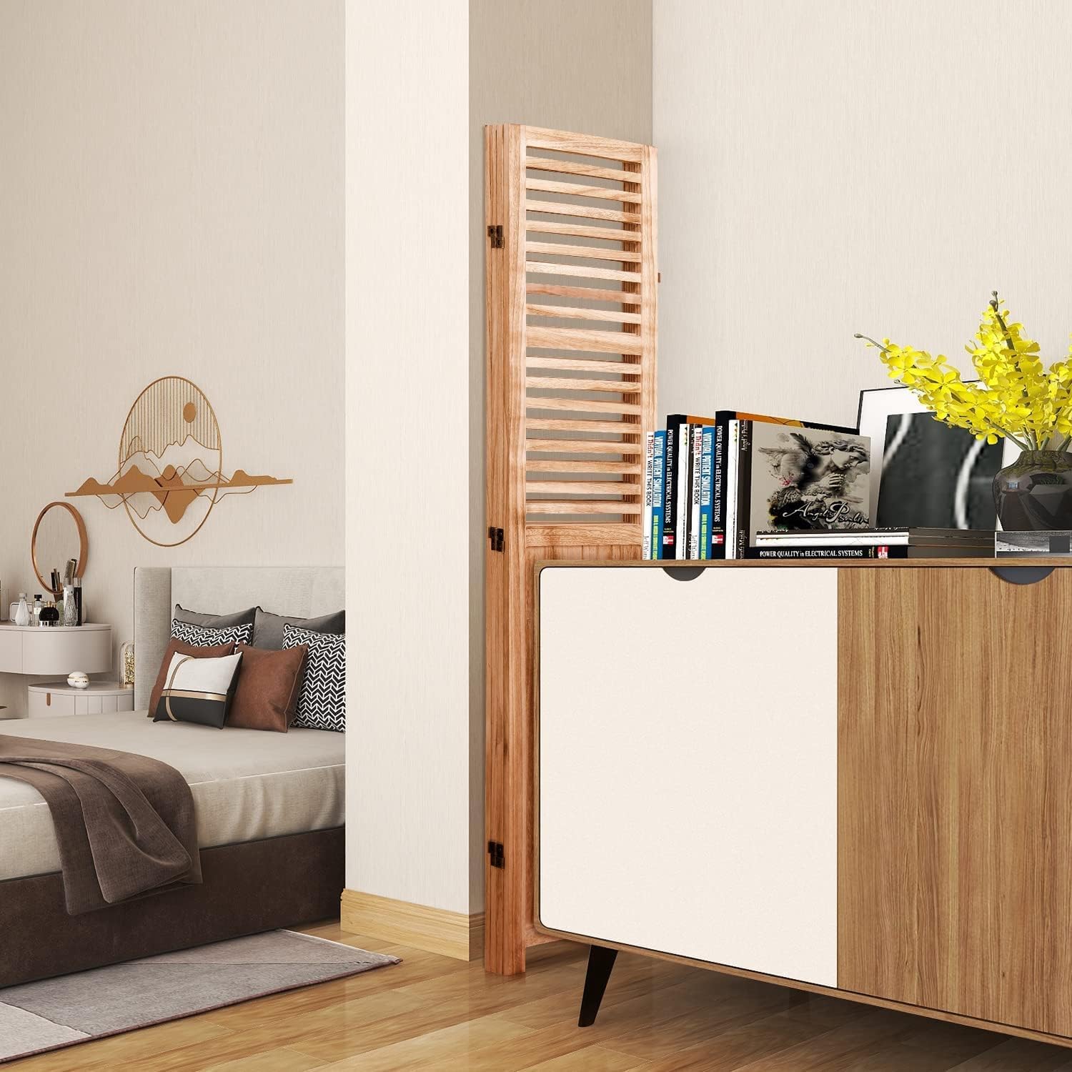 Solid Wood Folding Privacy Room Divider