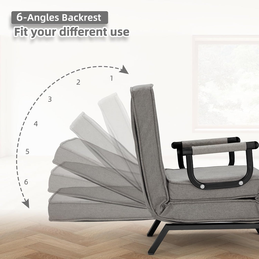 Gray Folding Convertible Sleeper Chair