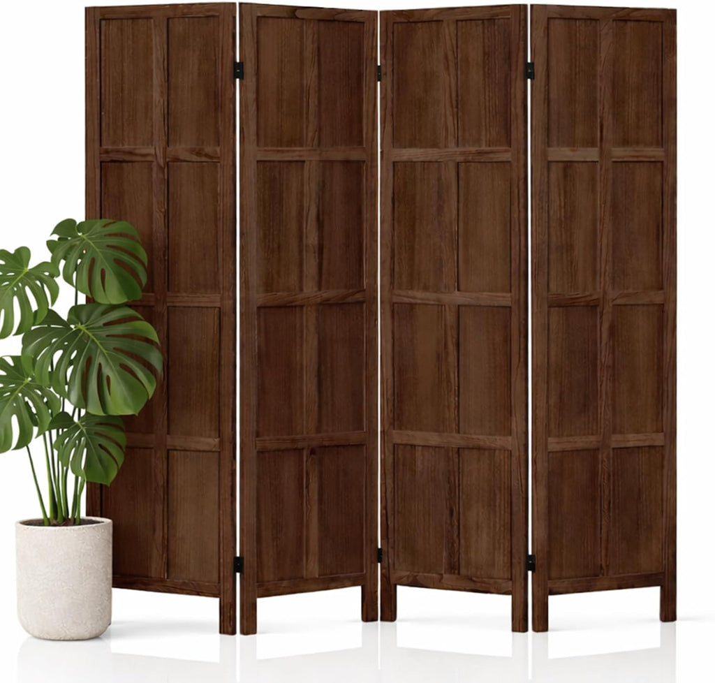 Brown Wooden Folding Privacy Room Divider