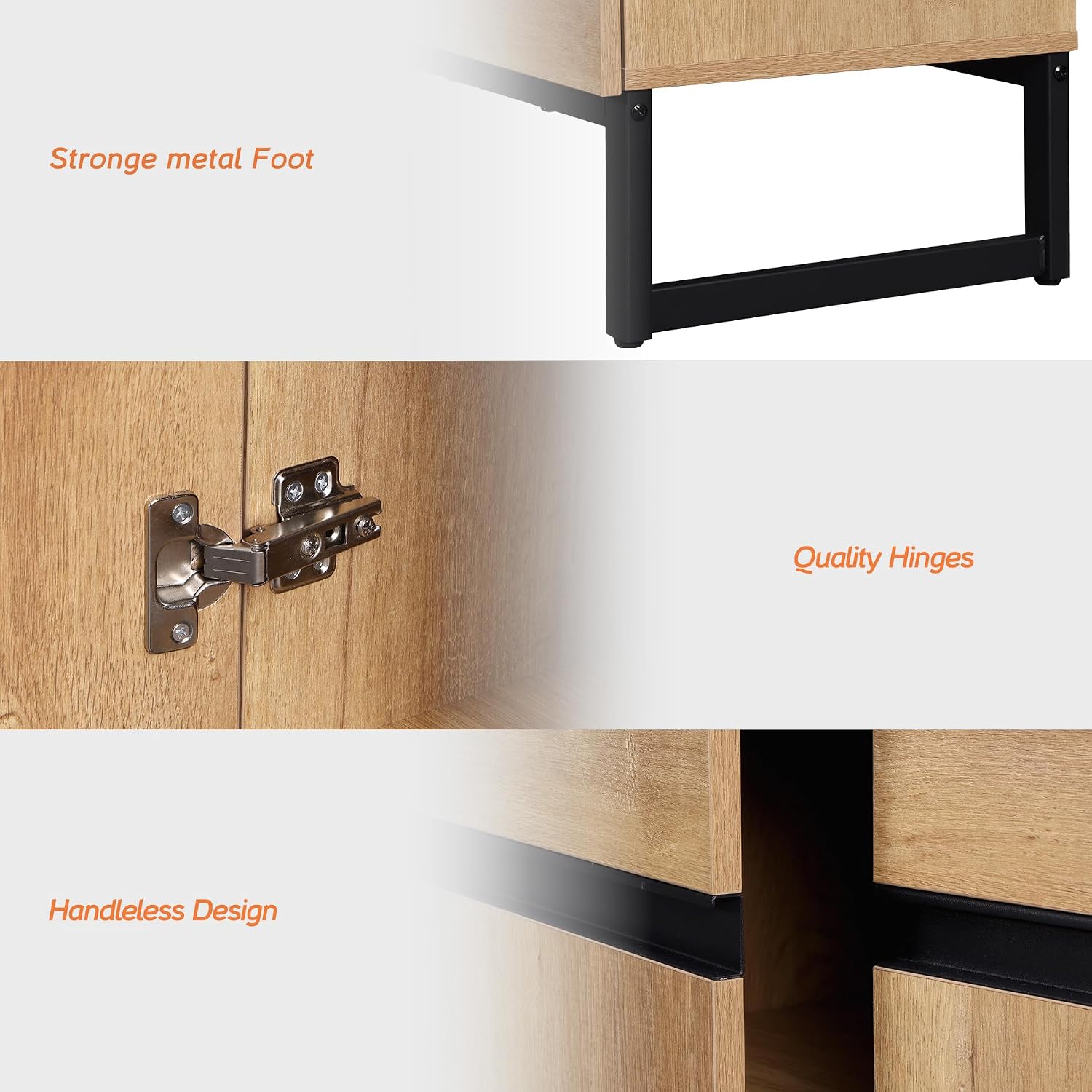 Oak Modern Large Storage TV Console Stand