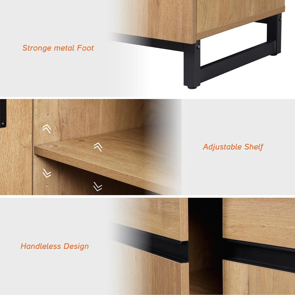 Oak Modern Large Storage TV Console Stand