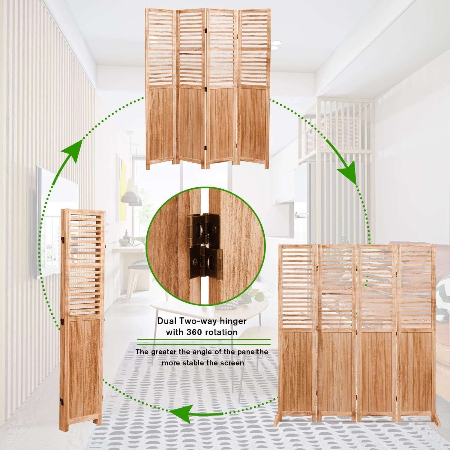Solid Wood Folding Privacy Room Divider