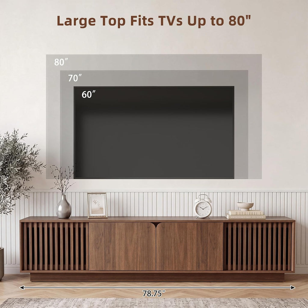 Slat‑Door Modern Storage TV Console Stand