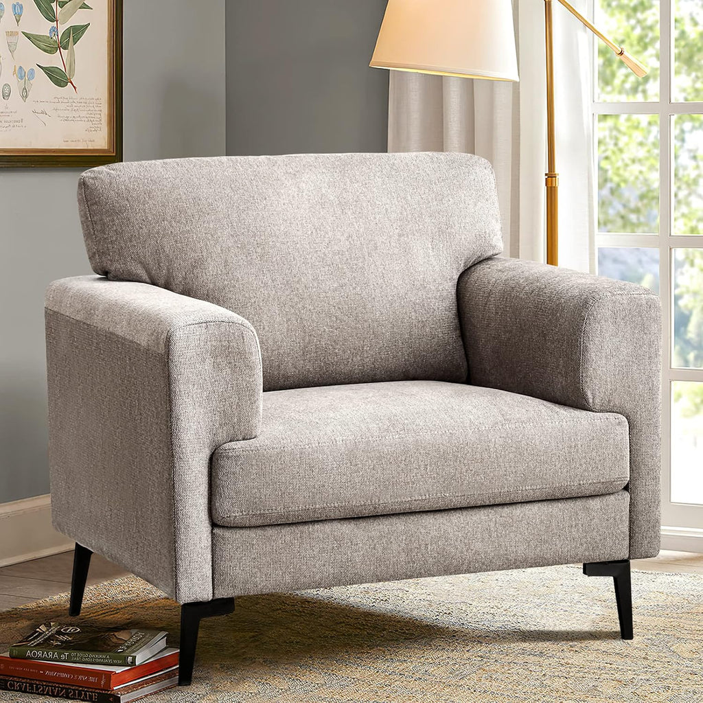 Light‑Brown Linen Modern Accent Chair