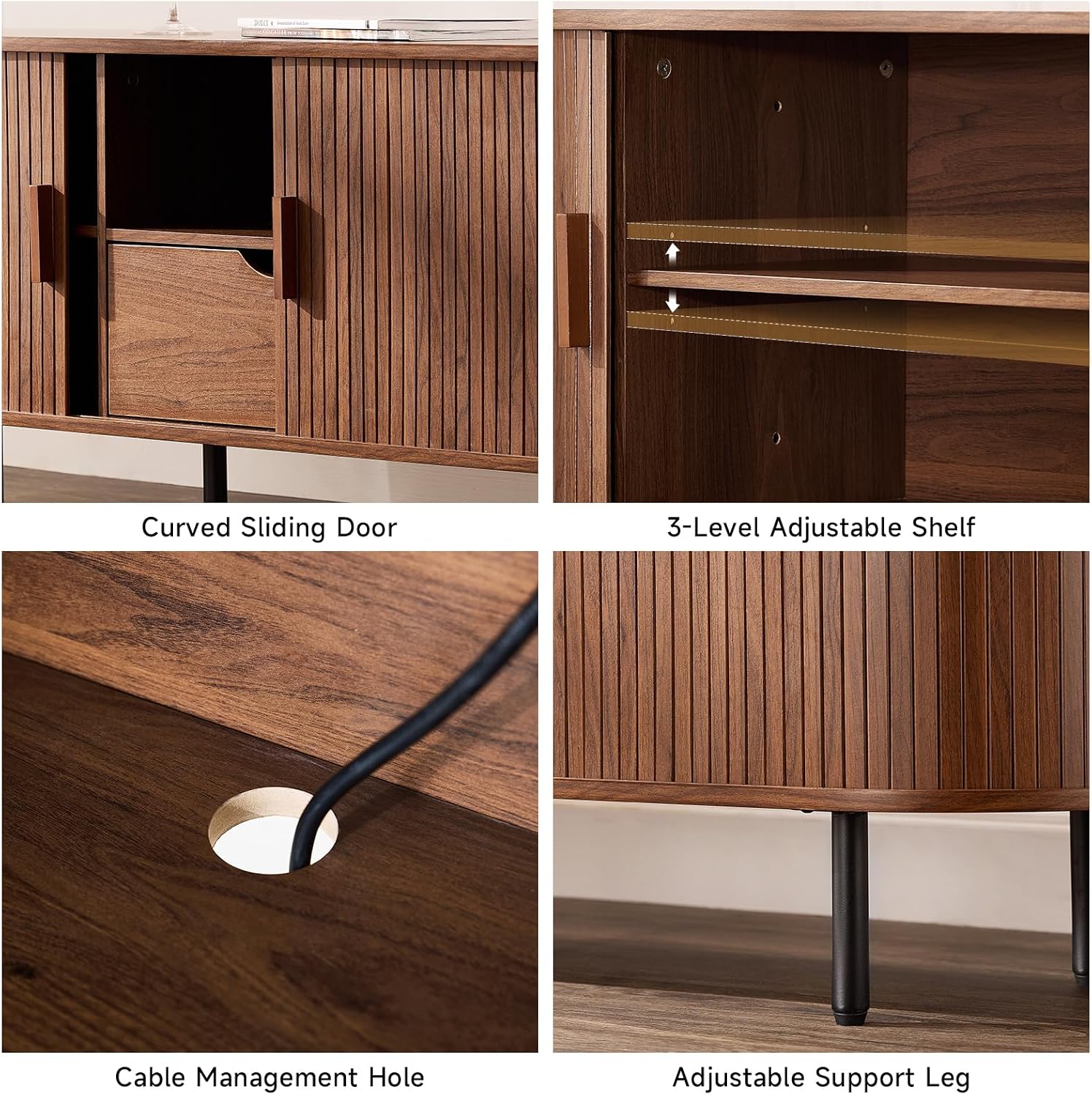 Walnut TV Stand With Power Outlet