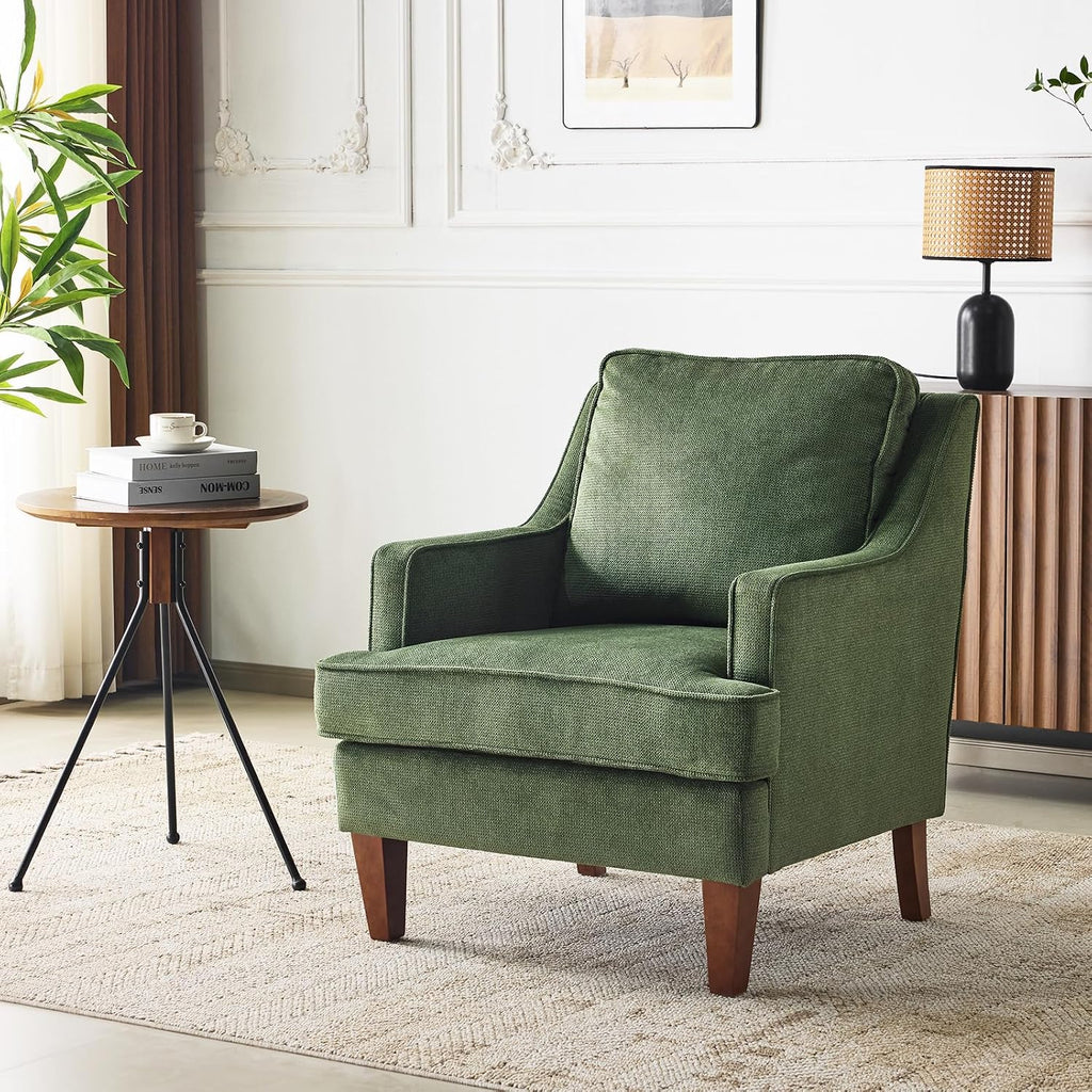 Green Mid‑Century Upholstered Accent Chair