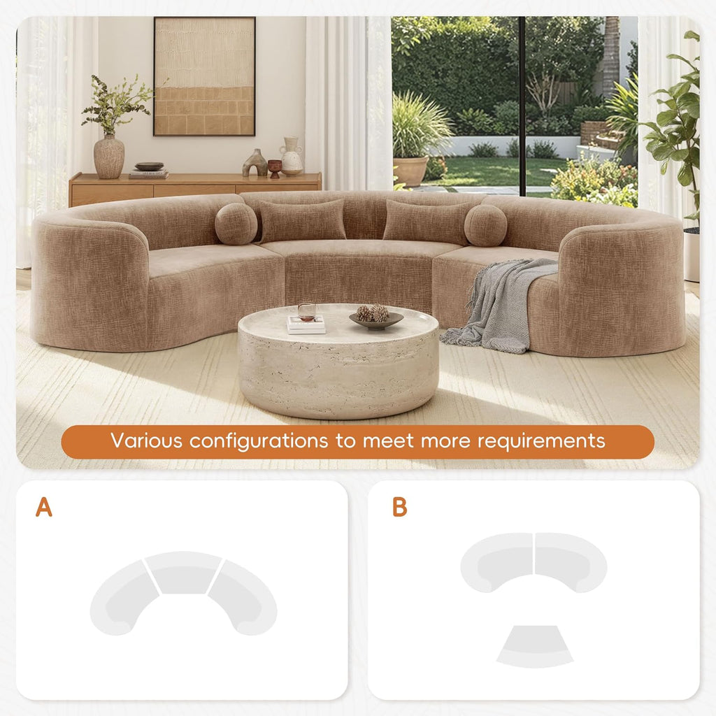 Oversized Curved Chenille Sectional Sofa