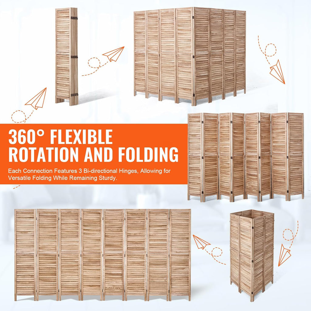 Louvered Wooden Folding Privacy Room Divider