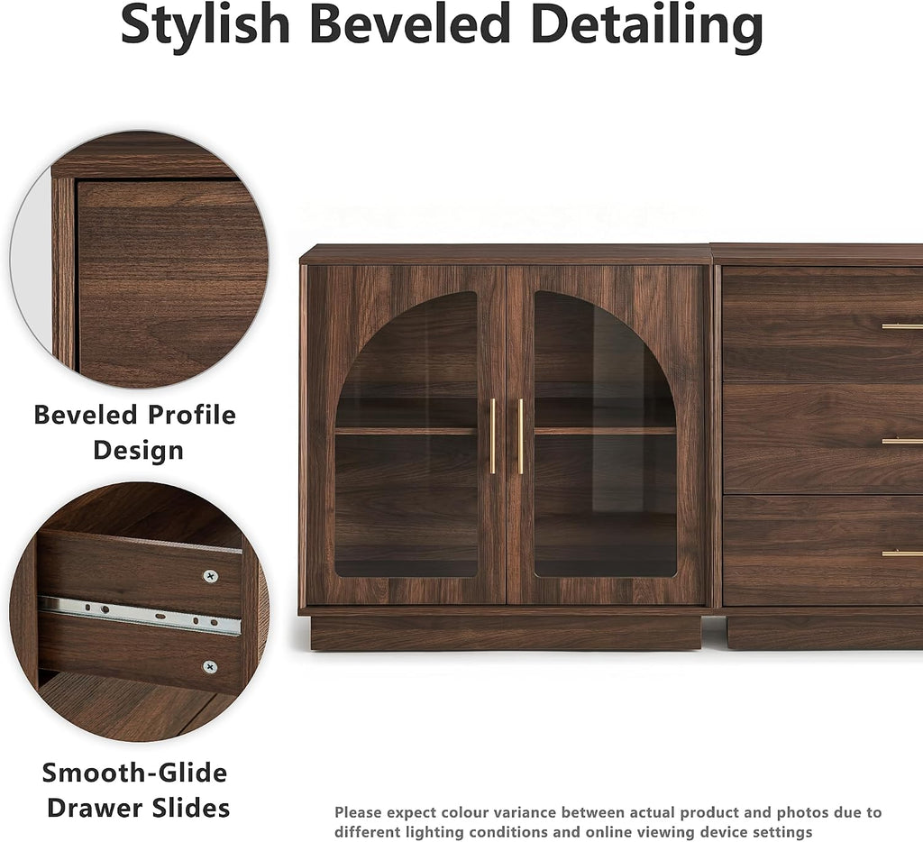 Mid‑Century Walnut Large TV Console Stand