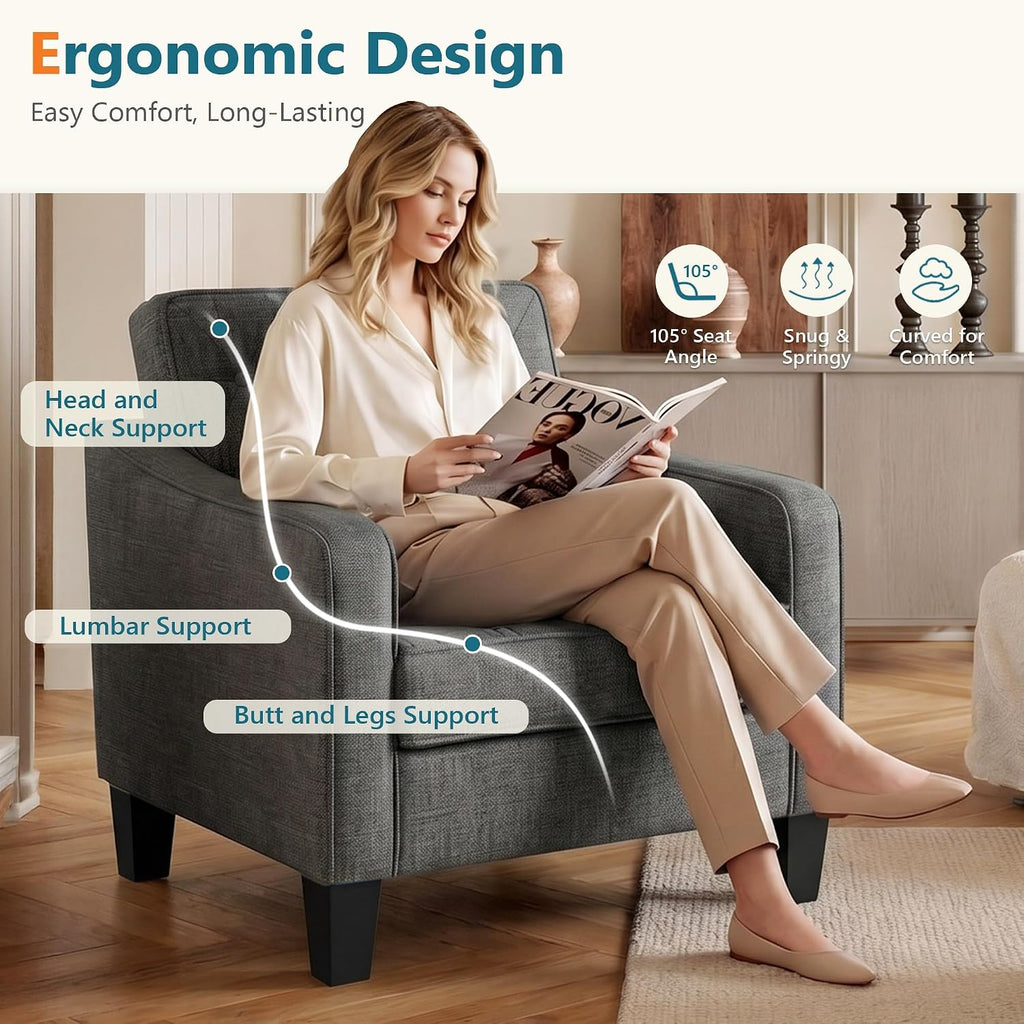Grey Wide Comfy Living‑Room Accent Chairs