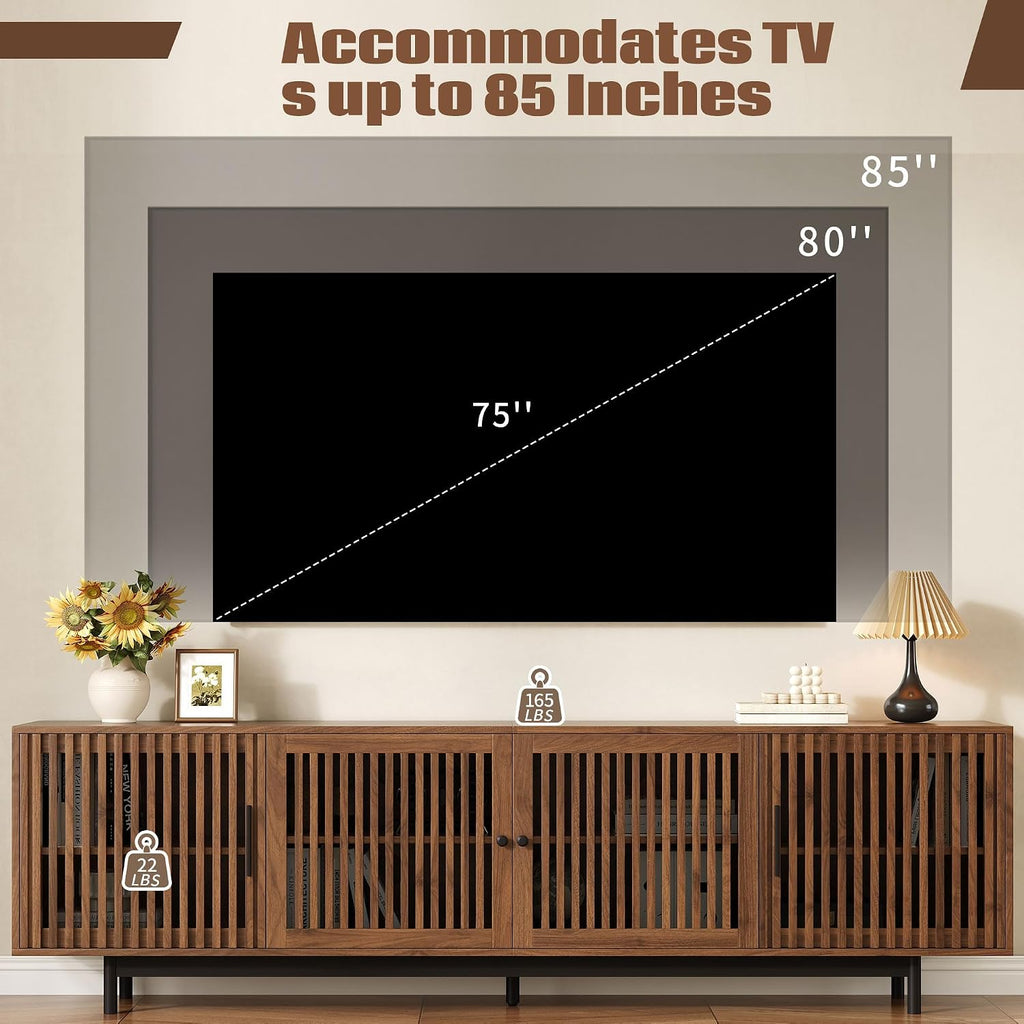 Modern Walnut Storage TV Entertainment Console